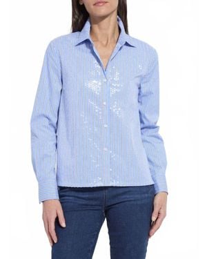 Lyssé Sequin Shirting - Blue