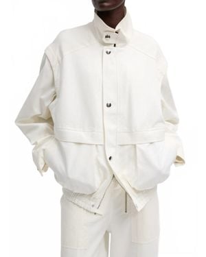 Tibi Patchwork Twill Slicker Jacket - White