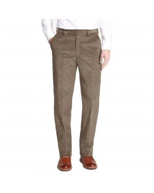 Berle Hampton Plain Front Wale Luxury Italian Corduroy Pant - Gray