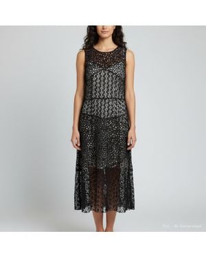 Paule Ka Lace Trim Silk Sleeveless Shift Dress in Natural | Lyst Paule Ka Lace Trim Silk Sleeveless Shift Dress in Natural | Lyst