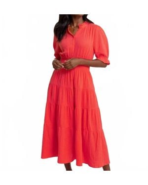 Southern Tide Christa Short Sleeve Maxi Dress - Red