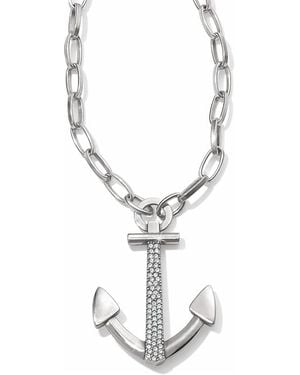 Brighton Large Anchor Necklace With Crystals - White
