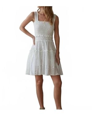 By Together Woven Cotton Eyelet Mini Dress - Gray