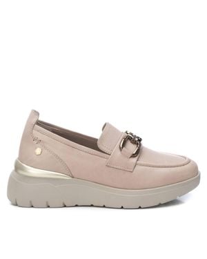 Xti Carmela Leather Collection Wedge Moccasins - Gray