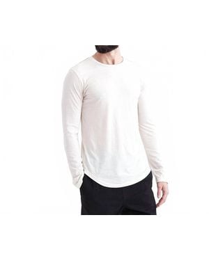 Goodlife Tri-Blend Long Sleeve Scallop Crew Tee - White