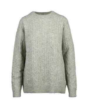 Ballantyne Textured Cable Knit Crew Neck Pullover - Gray