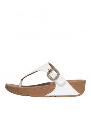 Fitflop Lulu Crystal Buckle Leather Toe Post Sandals - Multicolor