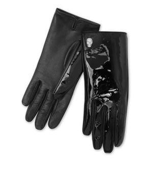 Philipp Plein Patent Nappa Mid-Gloves Crystal Skull - Black