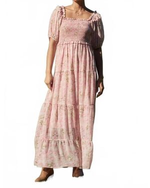 Davi & Dani Smocked Bodice Maxi Dress - Pink