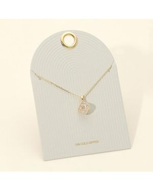 Fashnzfab 18K Dipped Halo Crystal Pendant Necklace - White