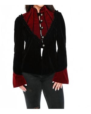 Orchid Bloom Gothic Velvet Jacket - Black