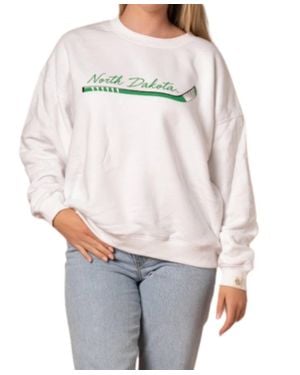 Fan Girl Clothing North Dakota Hockey Crew Sweatshirt - Gray