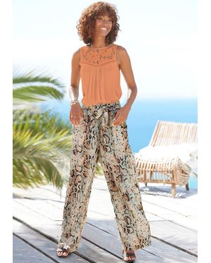 Lascana Printed Wide Leg Pants - Metallic