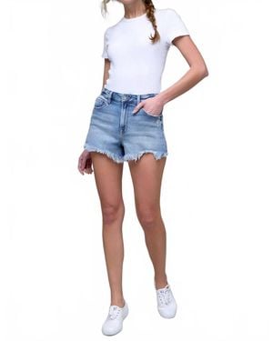 Hidden Jeans Finn High Rise Distressed Fray Hem Shorts - Blue