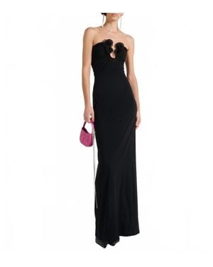 Magda Butrym The Floral Applique Strapless Maxi Dress - Black