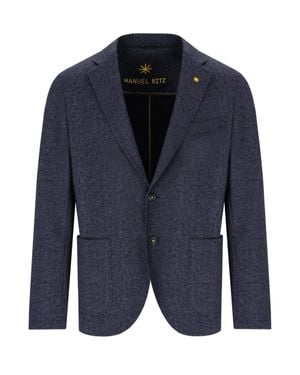 Manuel Ritz Melange Single Breasted Jacket - Blue