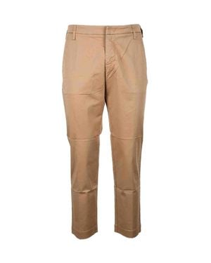 Entre Amis Slim Fit Cotton Stretch Pants With Tailored Silhouette - Natural