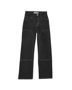 Tractr Jeans Double Knee Wide Straight Pant - Black