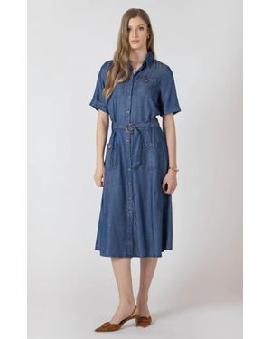Dex Classic Charm Midi Dress - Blue