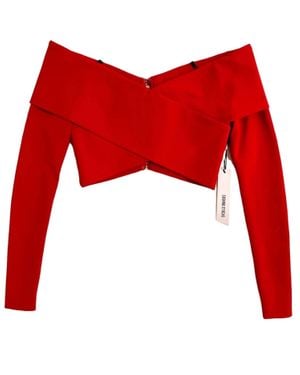 Cushnie et Ochs Issa Crop Top Off The Shoulder Top - Red