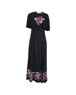 RIXO London Iona Cape-Effect Embroidered Maxi Dress - Black