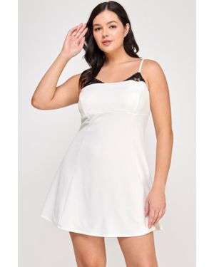 TRUEDAMES Plus Size Fit & Flare Scuba Crepe Dress - White