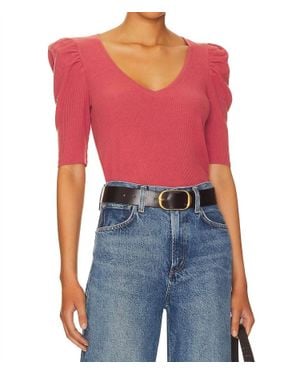 Nation Ltd Nancy Puffy Sleeve Sweater Tee - Red