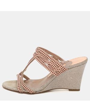 Gina Beads Embellished Wedge Sandals - Pink
