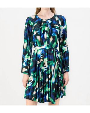 DKNY Pleated A Line Cocktail Dress - Blue