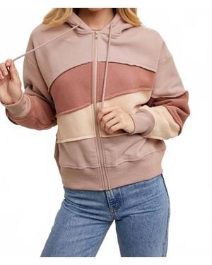 Bluivy Color Block Full Zip Hoodie - Blue