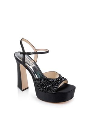 Badgley Mischka Bryleigh Sandals Bejeweled Vamp Platform Ver877 - Black