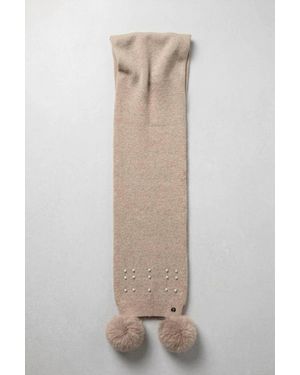 Joseph Ribkoff Embellished Pom Pom Knit Scarf - Natural