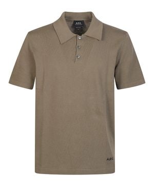 A.P.C. Short Sleeve Cotton Polo Shirt - Gray