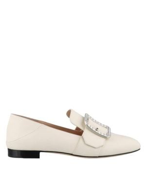 Bally Janelle Crystal Buckle Leather Loafers, Brand Size 39 Us - Natural