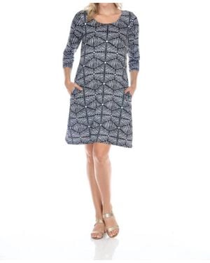 Tango Mango 3/4 Sleeve Spf Dress - Blue