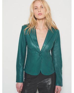 AS by DF Telly Upcycled Leather Blazer - Green
