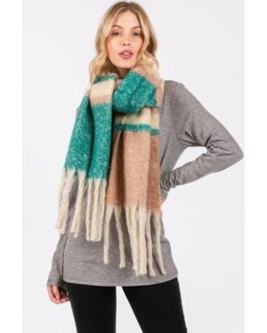 TRUEDAMES Vibrant Multi-Stripe Soft Winter Wrap Scarf - Blue