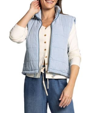 Thread & Supply Brina Quilted Denim Zip-Up Vest - Blue