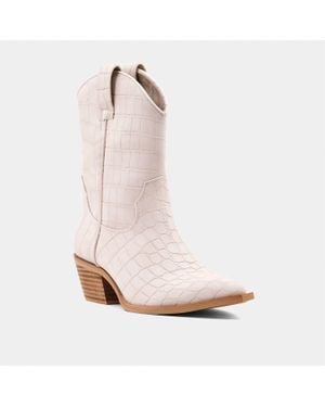 Shu Shop Croco Zouzou Pointed Toe Boots - Pink