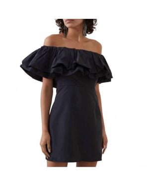 RHODE Vivi Off The Shoulder Ruffle Mini Dress - Black