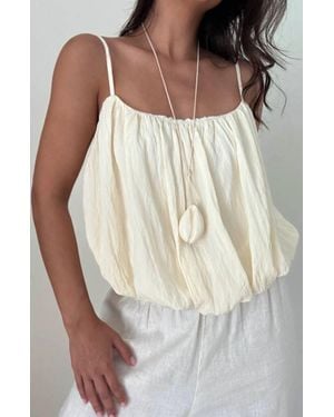 Et Clet Bubble Hem Spaghetti Strap Backless Top - Yellow