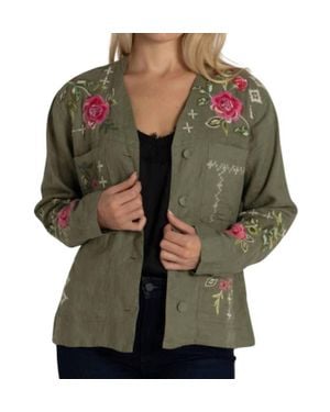 Johnny Was Linen Workwear Jacket - Green
