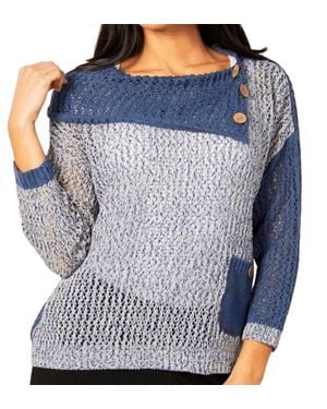 French Kyss Crochet Draped Neck Top - Blue