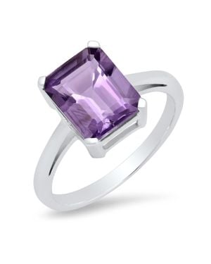 MAX + STONE Sterling 8X10 Emerald Cut Gemstone Ring - Purple