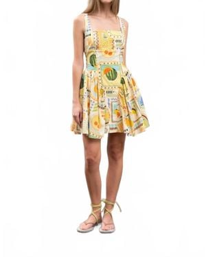 Moon River Honey Fruit Print Mini Dress - Yellow