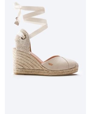 VISCATA Culip Canvas Espadrille Wedges - White