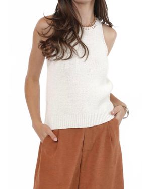 Sadie & Sage Open Work Trim Sweater Tank Top - White