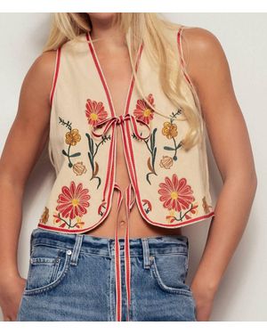 Urban Daizy Boho Embroidered Tie Front Western Vest