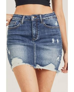 Risen Distressed Mini Skirts - Blue