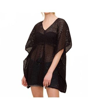 Echo Eyelet Butterfly Caftan Dress - Black